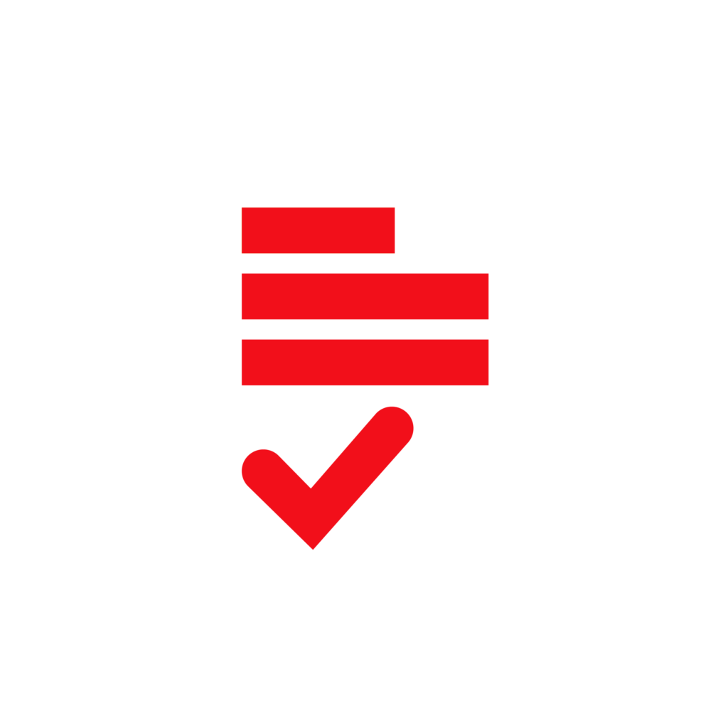 „PAC“-Icon mit rot-weißem Dokument mit Häkchen im RGB-Format.