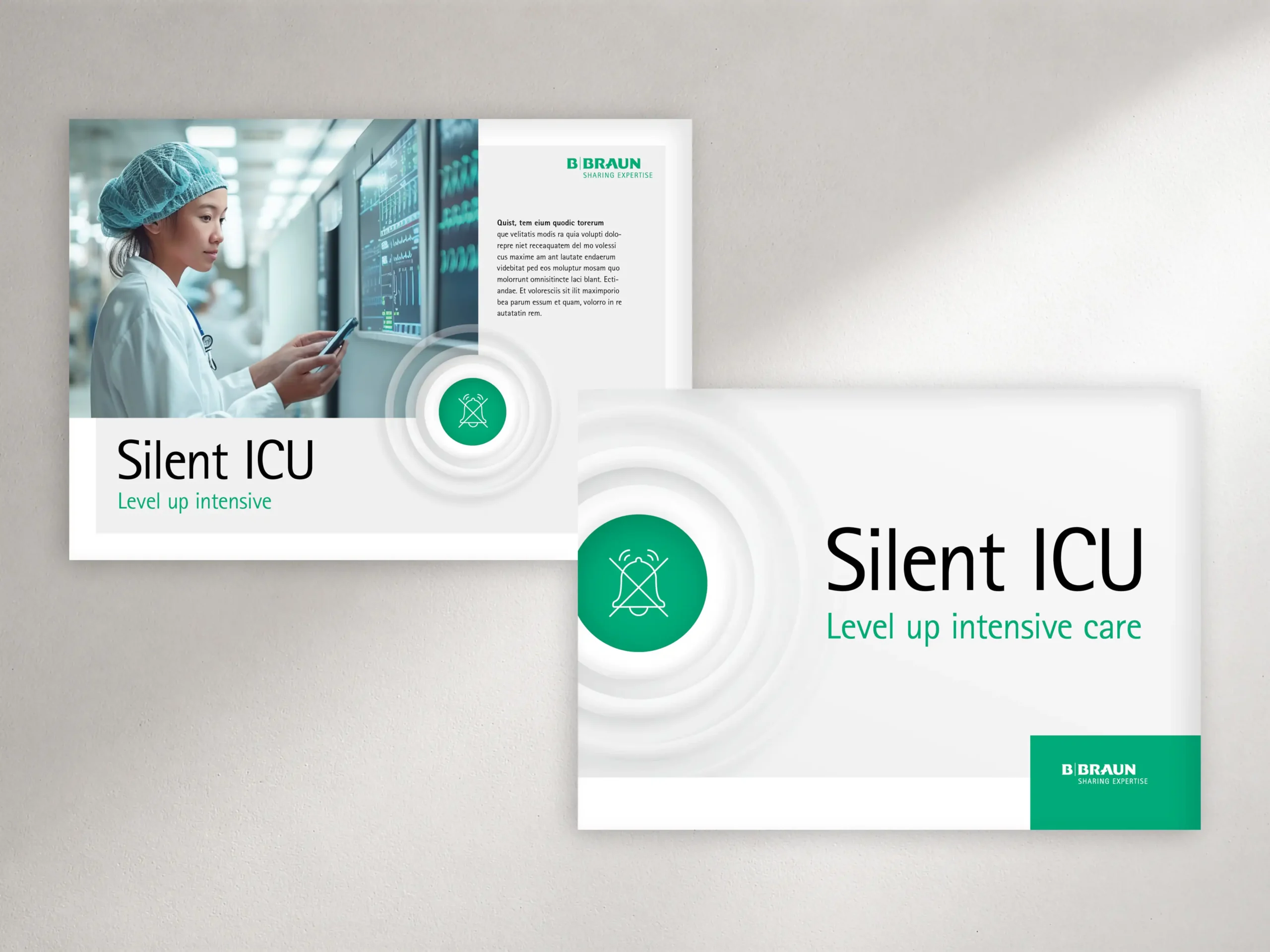 „Silent ICU“-Keyvisual im Mock-up im RGB-Format.