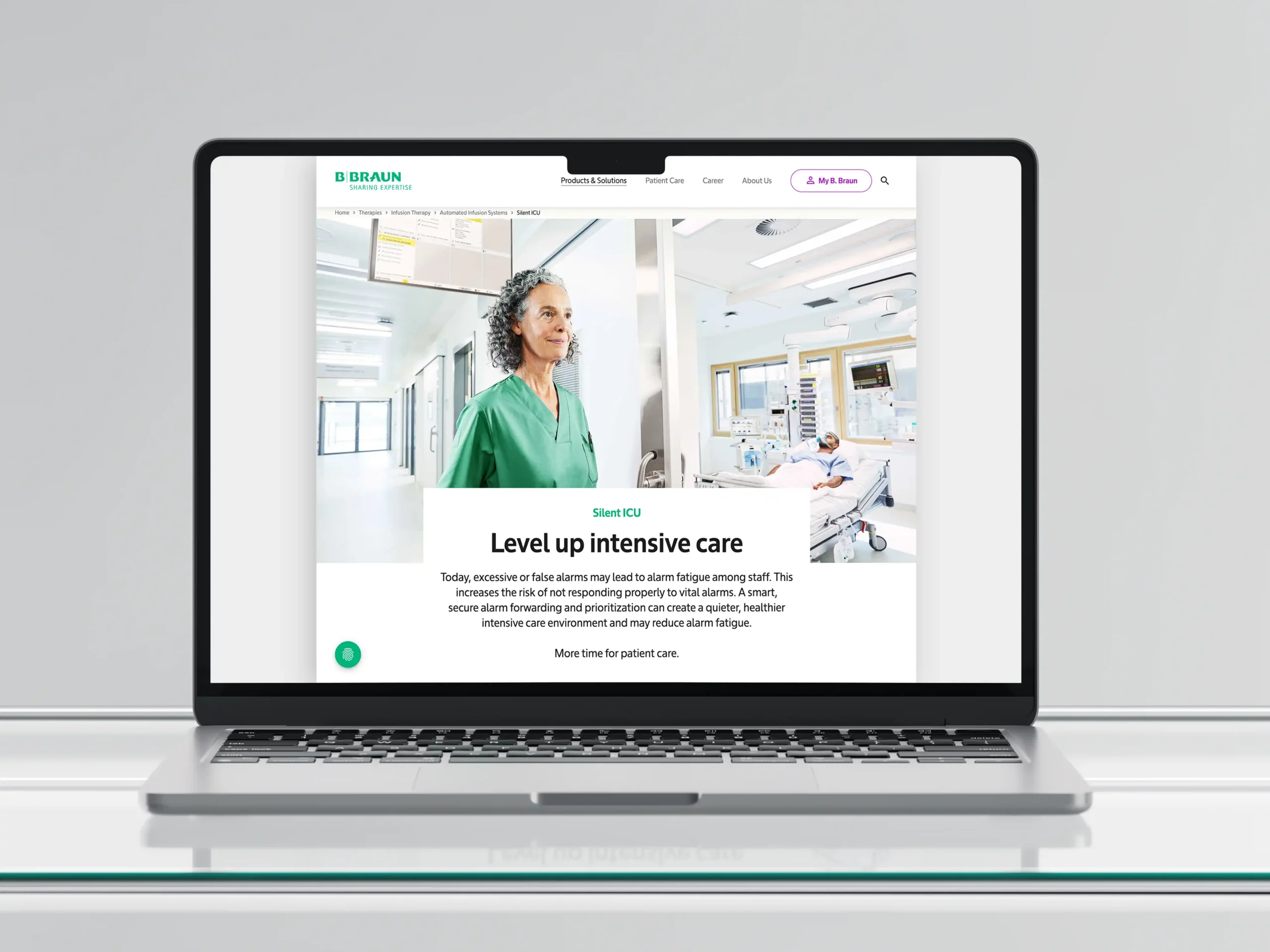 „Silent ICU“-Website-Design im Mock-up im RGB-Format.